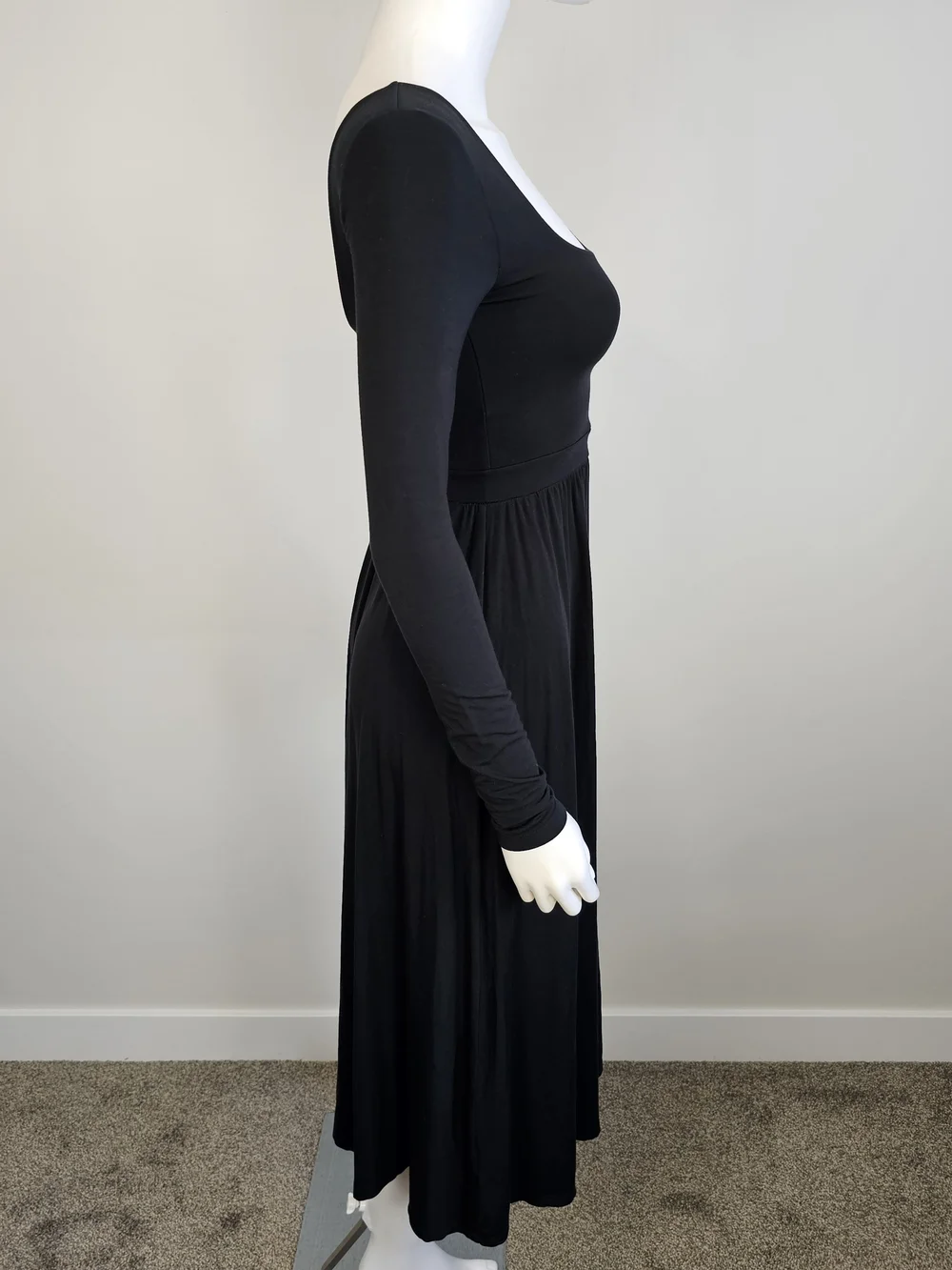 Wilfred Aritzia Market Black Square Neckline A-Line Long Sleeve Dress Sz XS - Picture 5 of 11